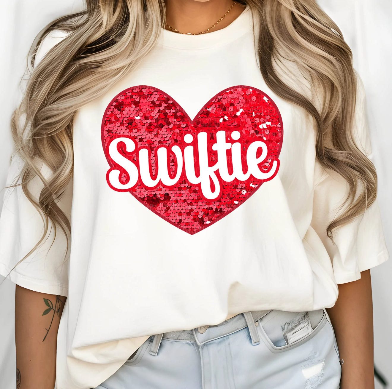 Swiftie Heart Faux Sequin Design