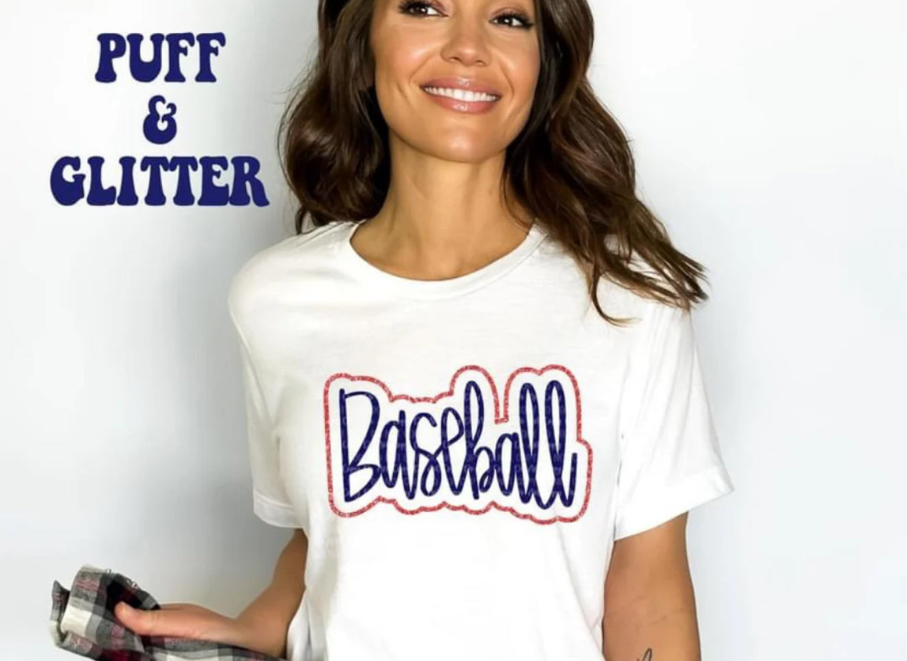 Baseball Red/Blue (Glitter + Puff)