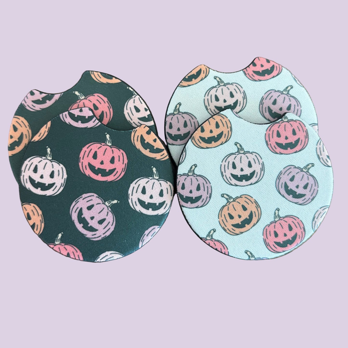 Retro Colorful Jack-O-Lantern Car Coasters (Set of 2)