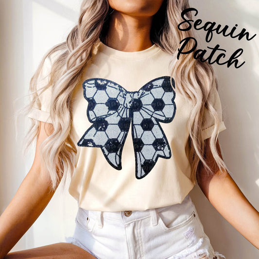 Soccer Sparkling Bow (Sequin Patch)