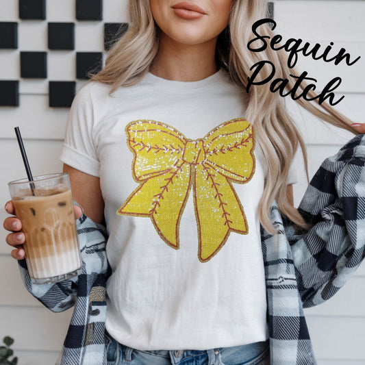 Softball Sparkling Bow (Sequin Patch)