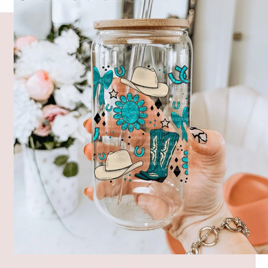 Western Chic 16 oz Glass