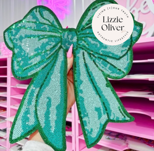 Sparkling Bow Teal (Sequin Patch)