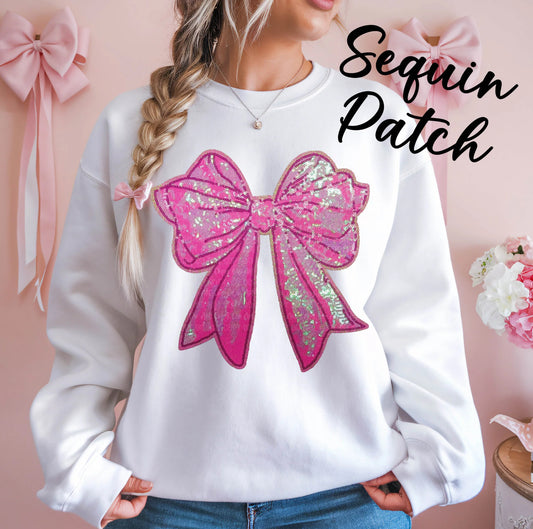 Sparkling Bow Pink (Sequin Patch)