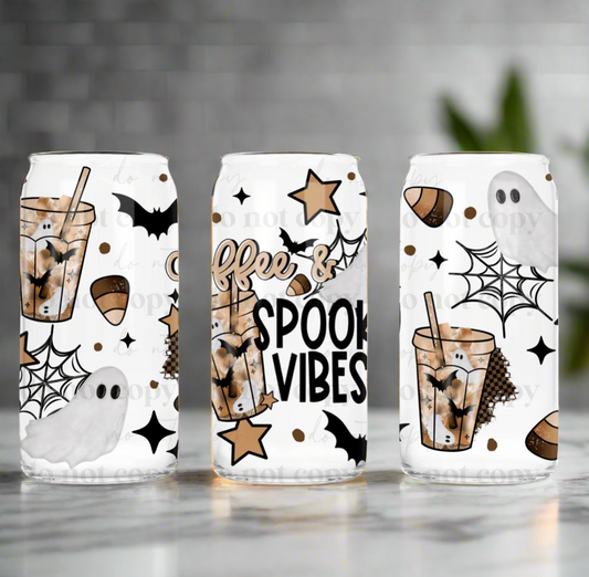 Coffee and Spooky Vibes 16 oz Glass