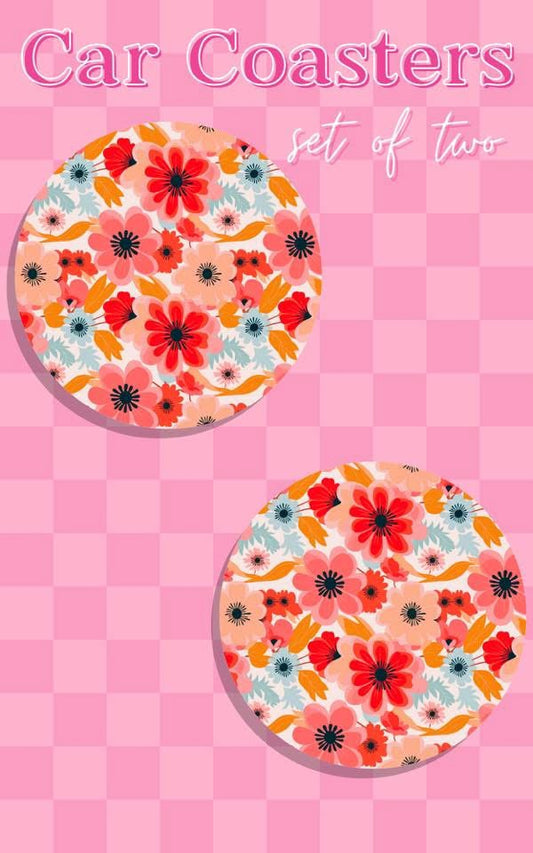 Car Coasters - Bright Flowers