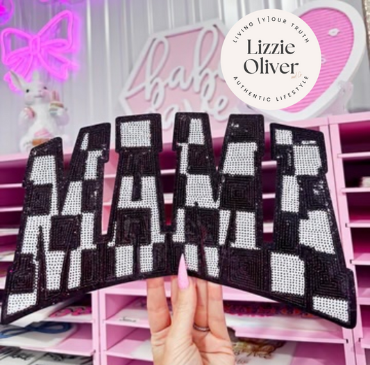 Mama Checkered Black/White (Chenille Patch)