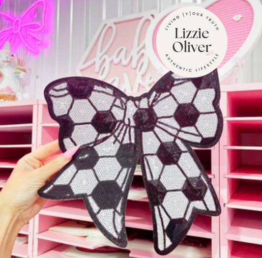 Soccer Sparkling Bow (Sequin Patch)