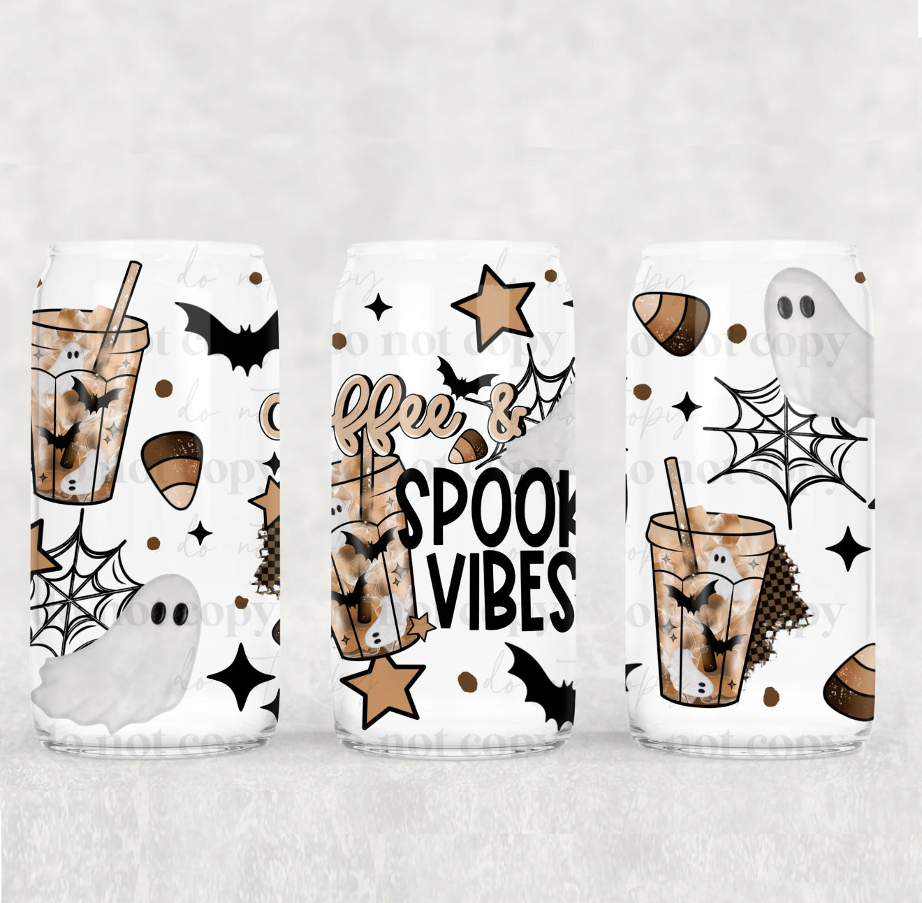 Coffee and Spooky Vibes 16 oz Glass
