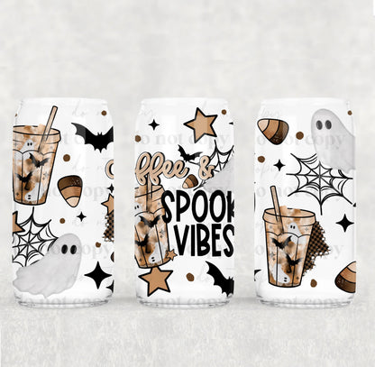 Coffee and Spooky Vibes 16 oz Glass
