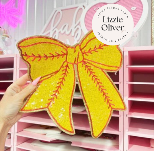 Softball Sparkling Bow (Sequin Patch)