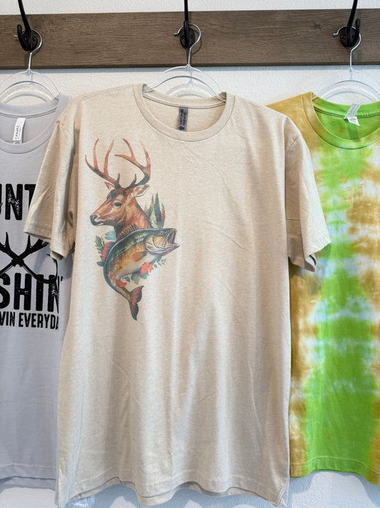 Antlers + Fishing Sublimation Printed T-Shirt
