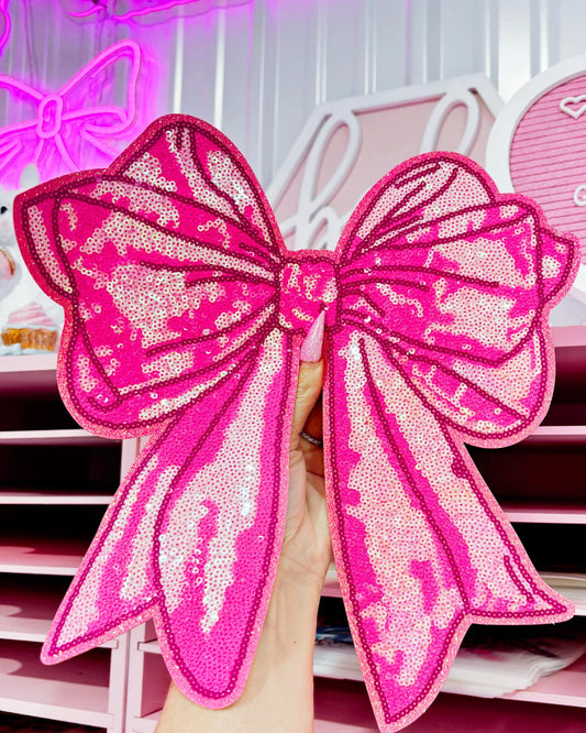 Sparkling Bow Pink (Sequin Patch)