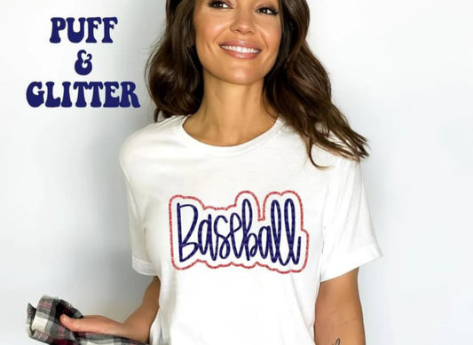 Baseball Red/Blue (Glitter + Puff)