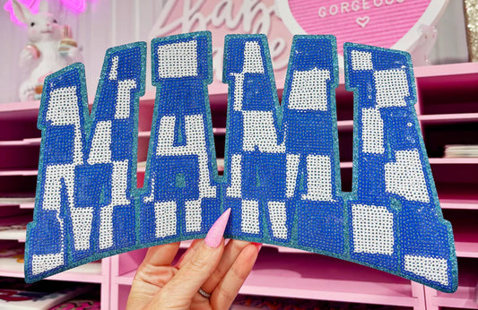 Mama Checkered Blue/White (Chenille Patch)