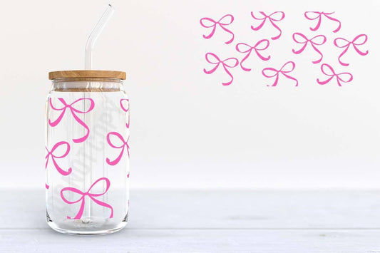 PINK BOWS 16 OZ GLASSWARE