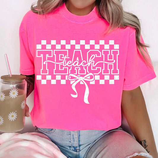 Teach Checks Bow Comfort Colors® Multi-Style