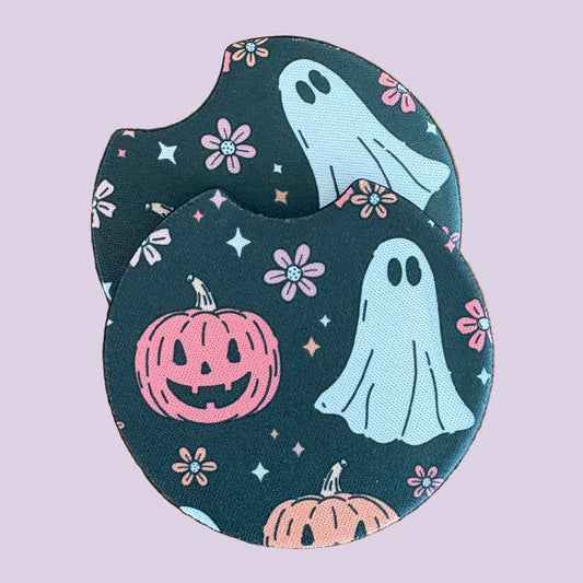Floral Halloween Car Coasters (Set of 2)